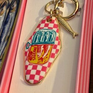 Piper K Pink Checkered Sardine charm Keychain